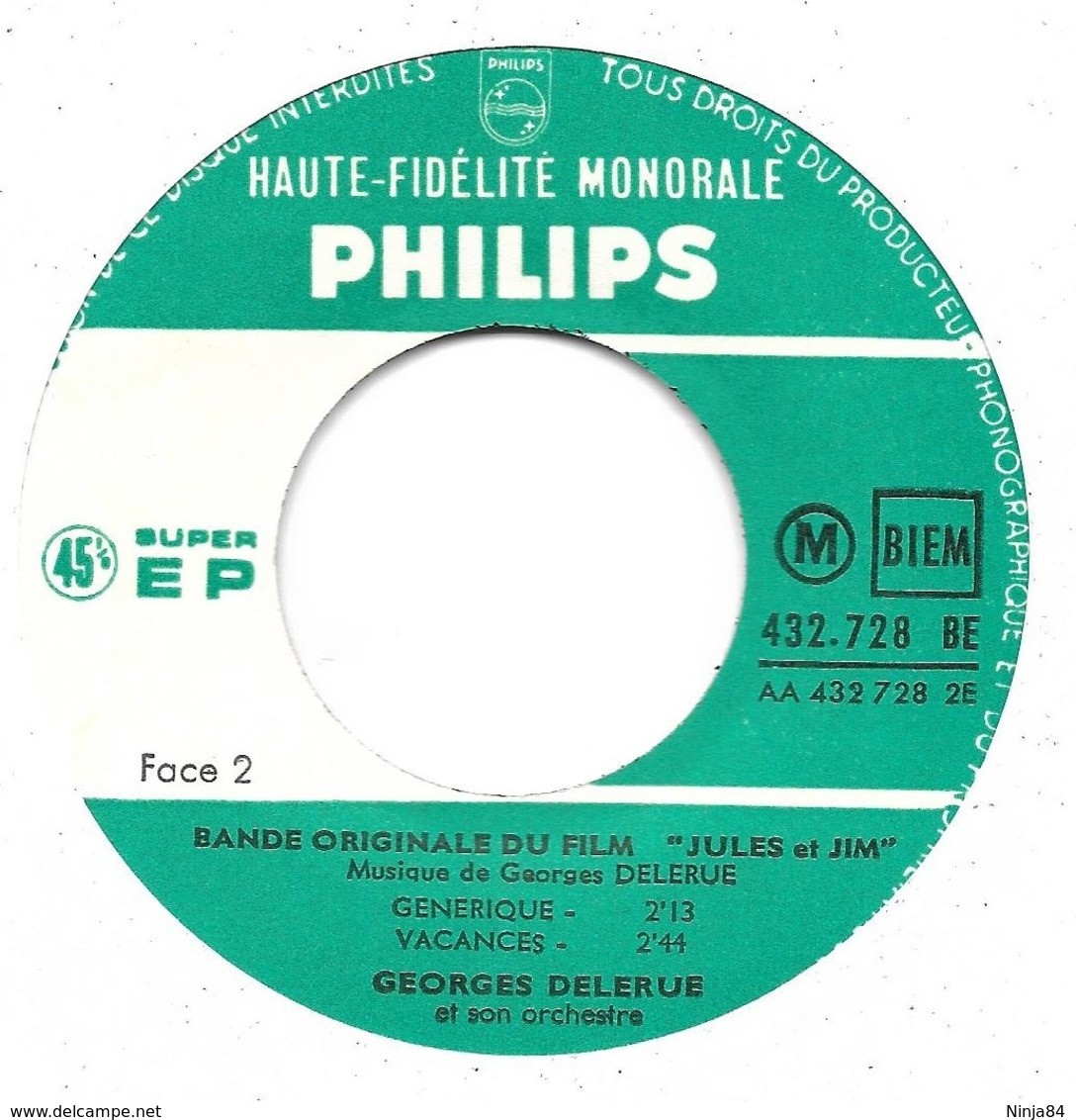 EP 45 RPM (7")  B-O-F  Jeanne Moreau ‎ "  Jules Et Jim  " - Filmmusik