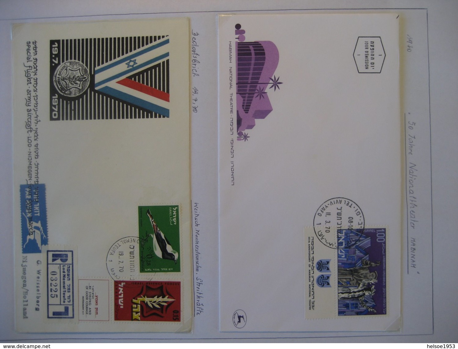 Israel- FDC Nationaltheater Habimah Mi. 464, Bedarfsbrief Nach Nijmegen Mit Mi. 272+390, Freimarken FDC 468 + 486-488 - Lettres & Documents