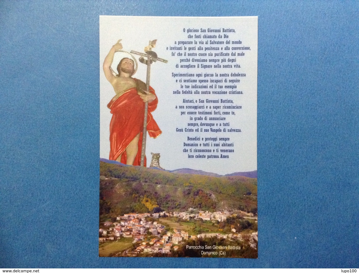 Santino Holy Card Image Pieuse Formato Cartolina SAN GIOVANNI BATTISTA DOMANICO CS - Santini