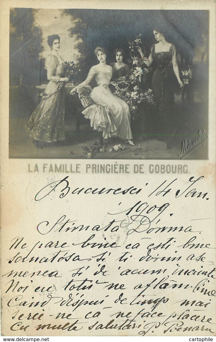 Royauté - La Famille Princiere De Cobourg - Posté De Bucarest Romania En 1909 - Familles Royales