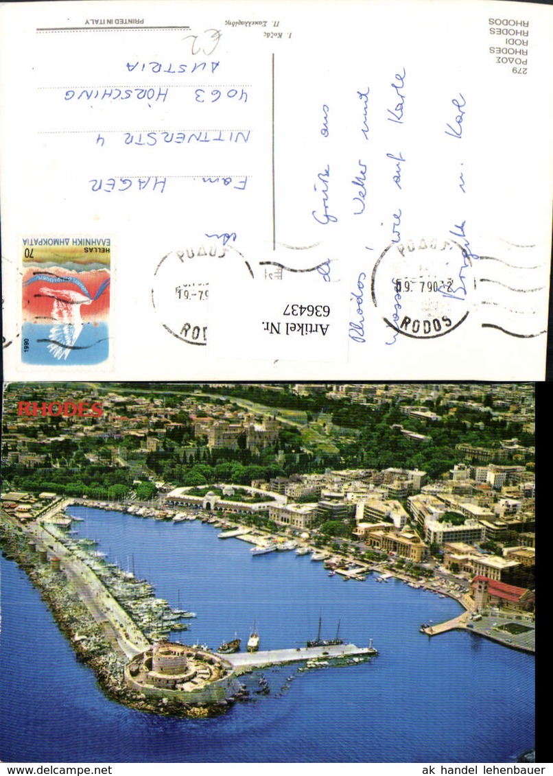 636437,Luftbild Rhodes Rhodos Hafen Greece - Griechenland
