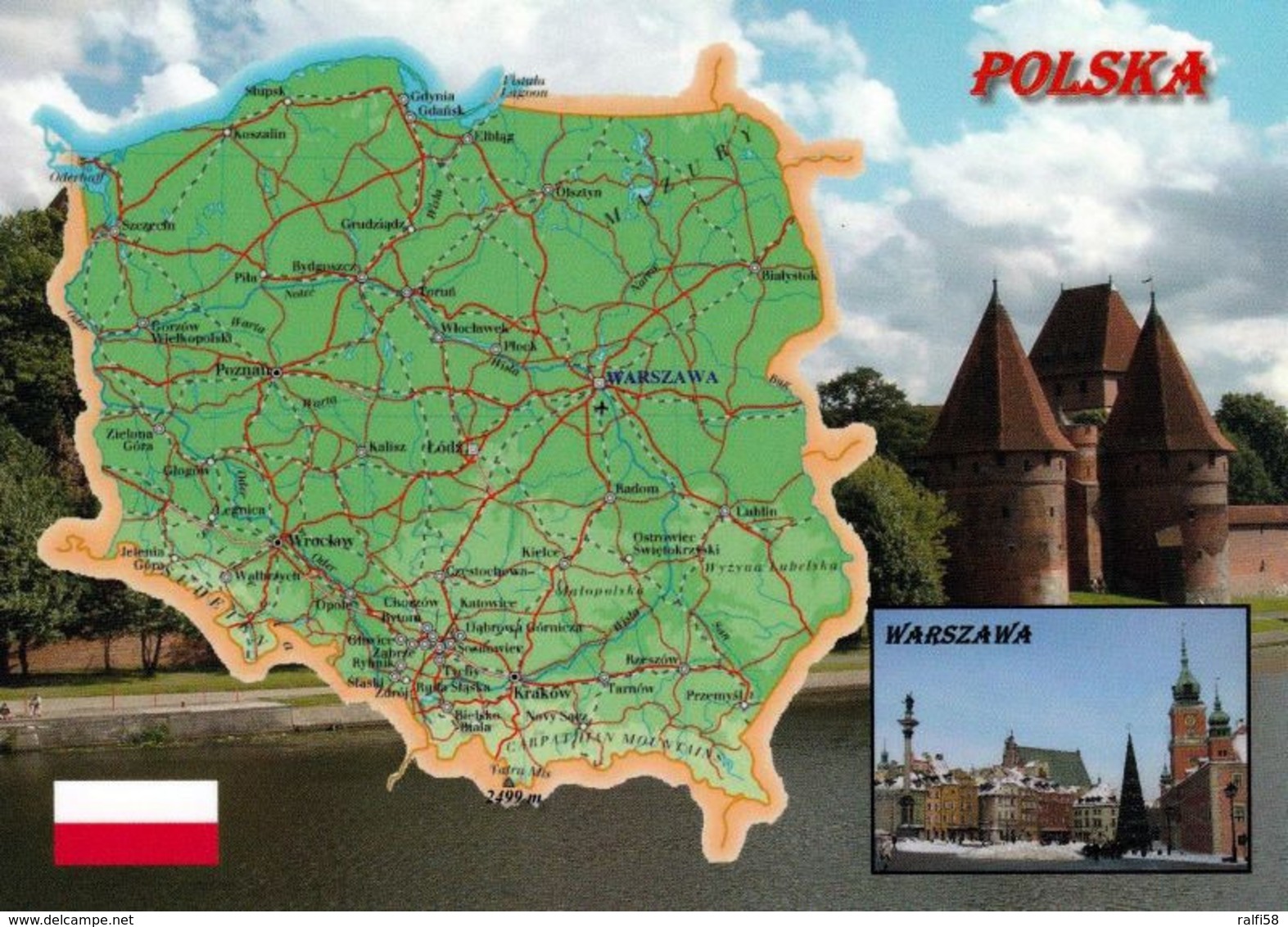 1 Map Of Poland * 1 Ansichtskarte Mit Der Landkarte Von Polen * - Landkaarten