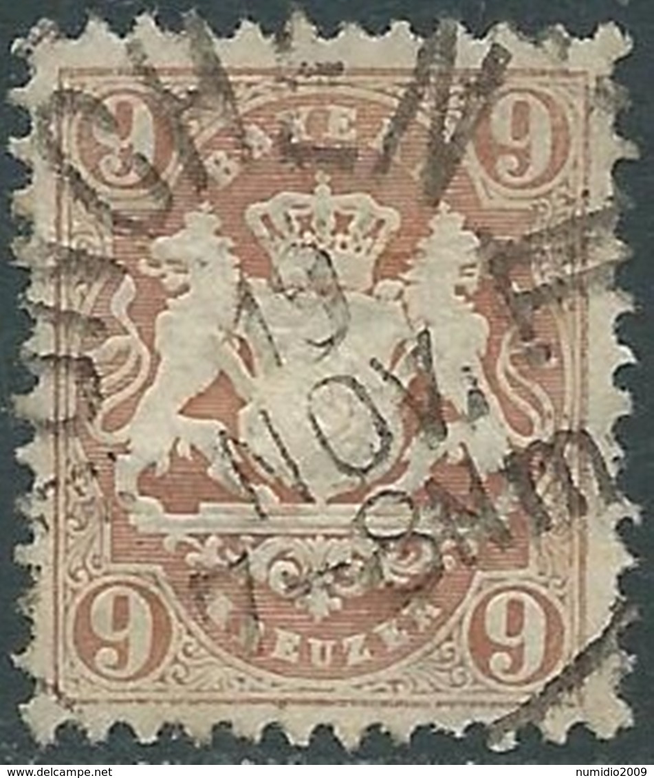 1870-73 GERMANIA ANTICHI STATI BAVIERA USATO STEMMA 9 K F.1 17 Mm - RB18-8 - Sonstige & Ohne Zuordnung