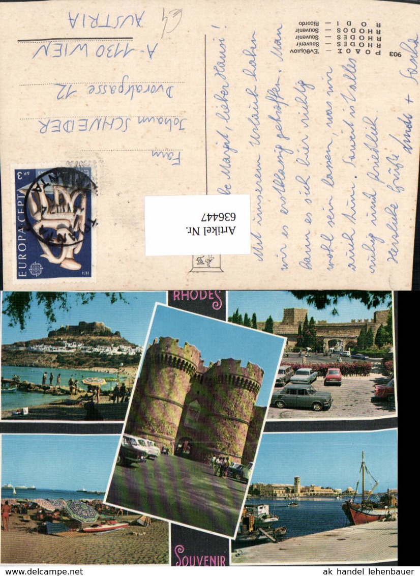 636447,Mehrbild Ak Rhodes Rhodos Souvenir Greece - Griechenland