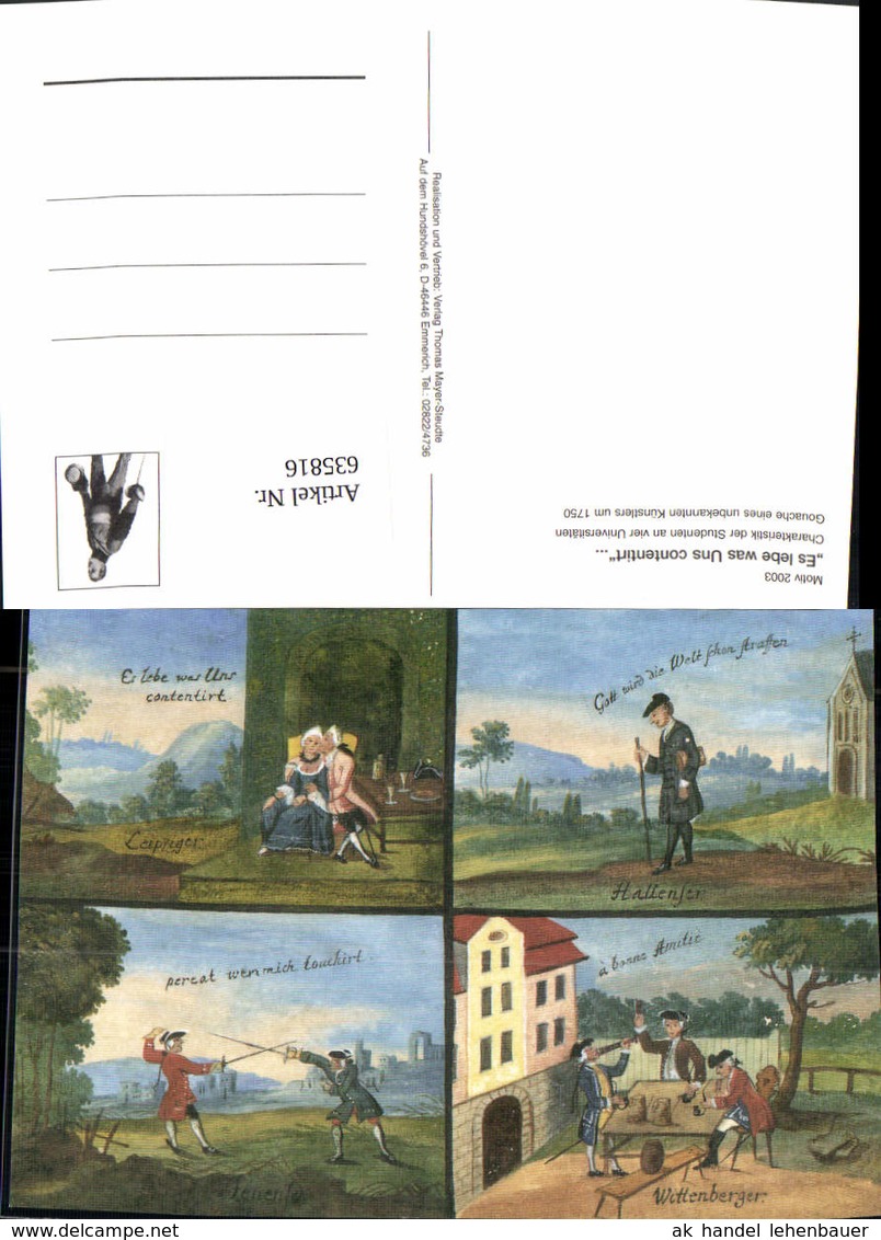 635816,Studentika Motiv 2003 Es Lebe Was Uns Contentirt Studenten Gouache Um 1750 - Schulen