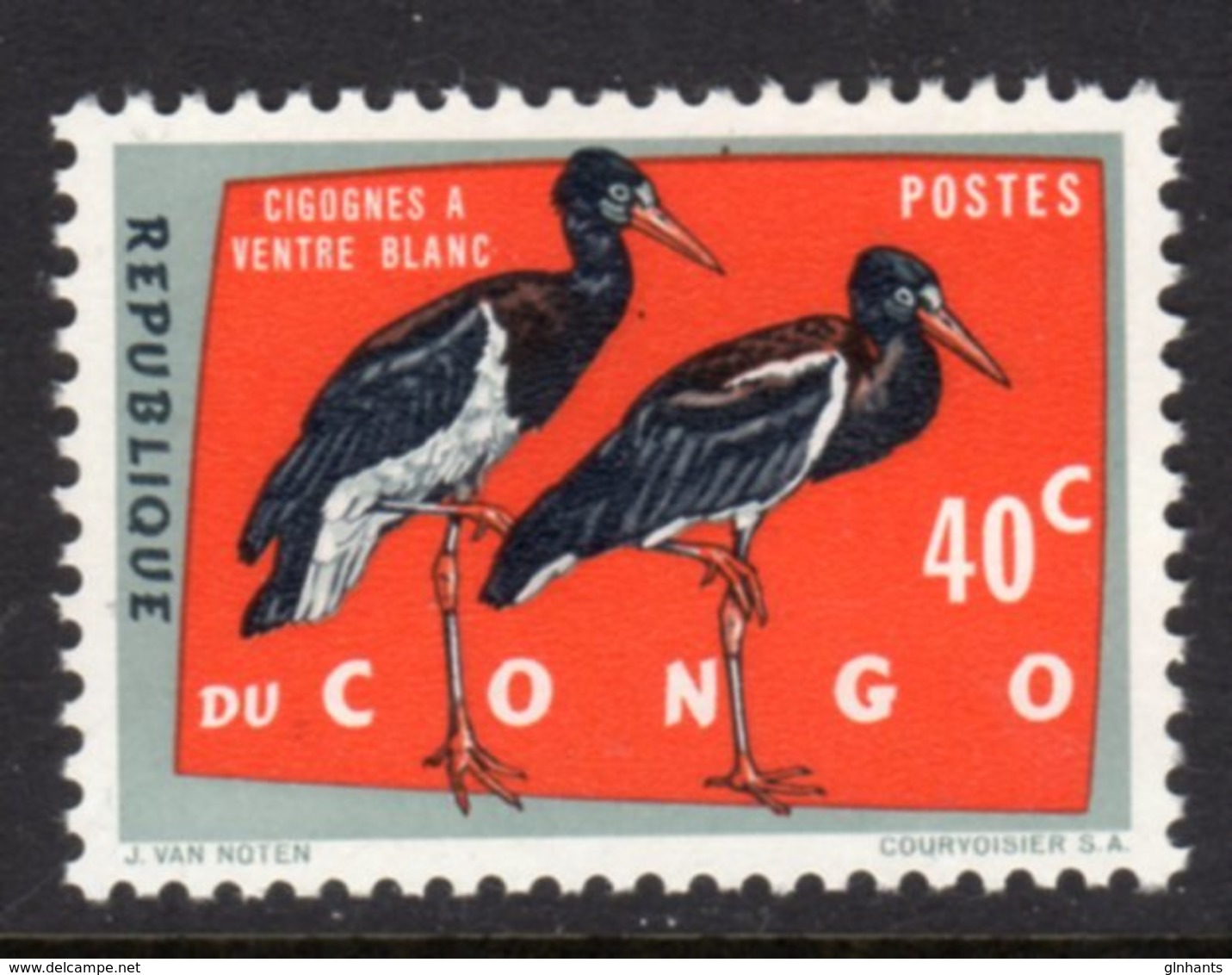 CONGO (KINSHASA) - 1963 PROTECTED BIRDS 40c ABDIM'S STORK STAMP FINE MNH ** SG 471 - Other & Unclassified