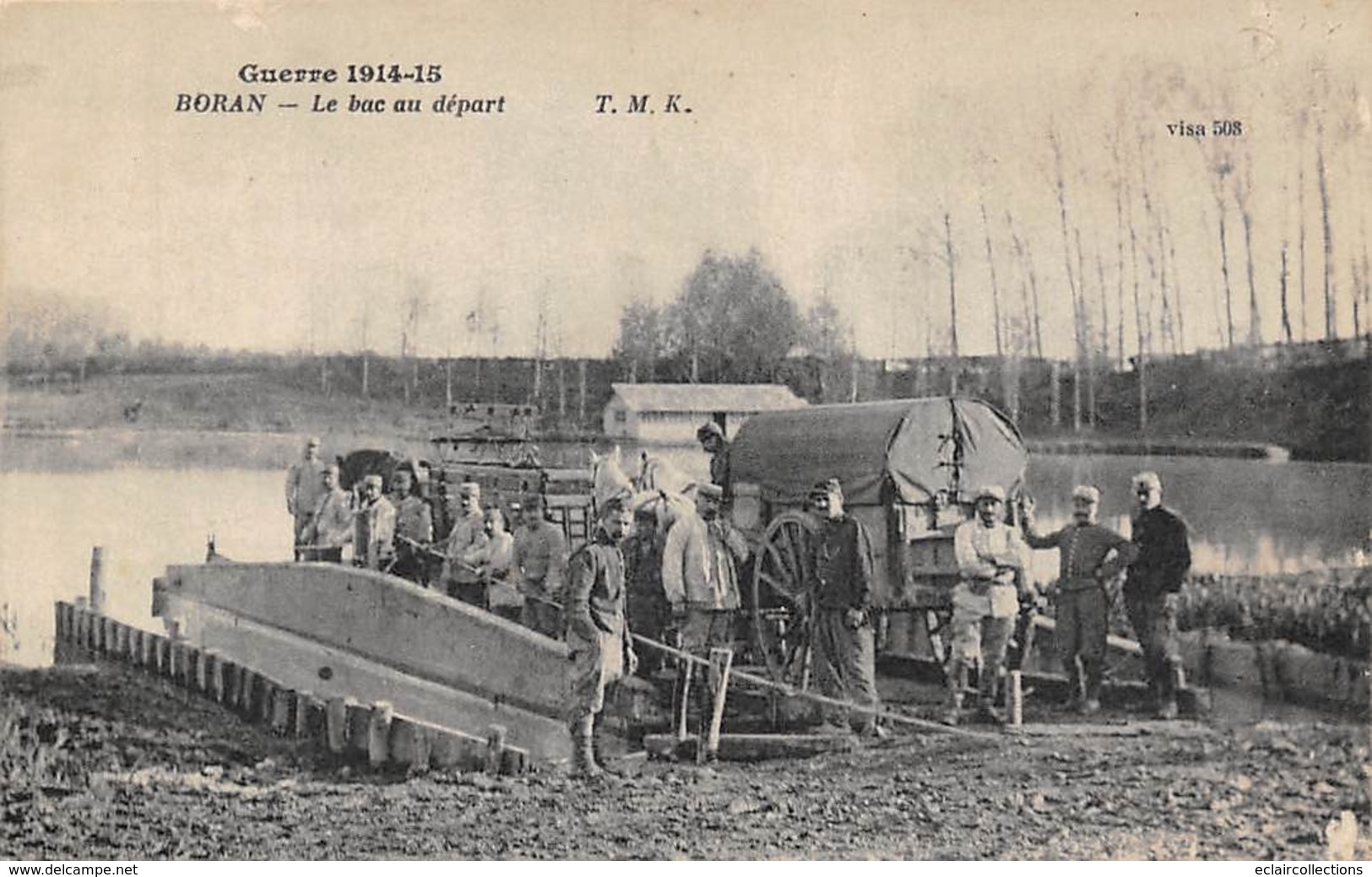 Thème    Navigation Fluviale .Péniche Écluse.Bac    60 Boran Le Bac De Départ Guerre 14/18     (voir Scan) - Binnenschepen