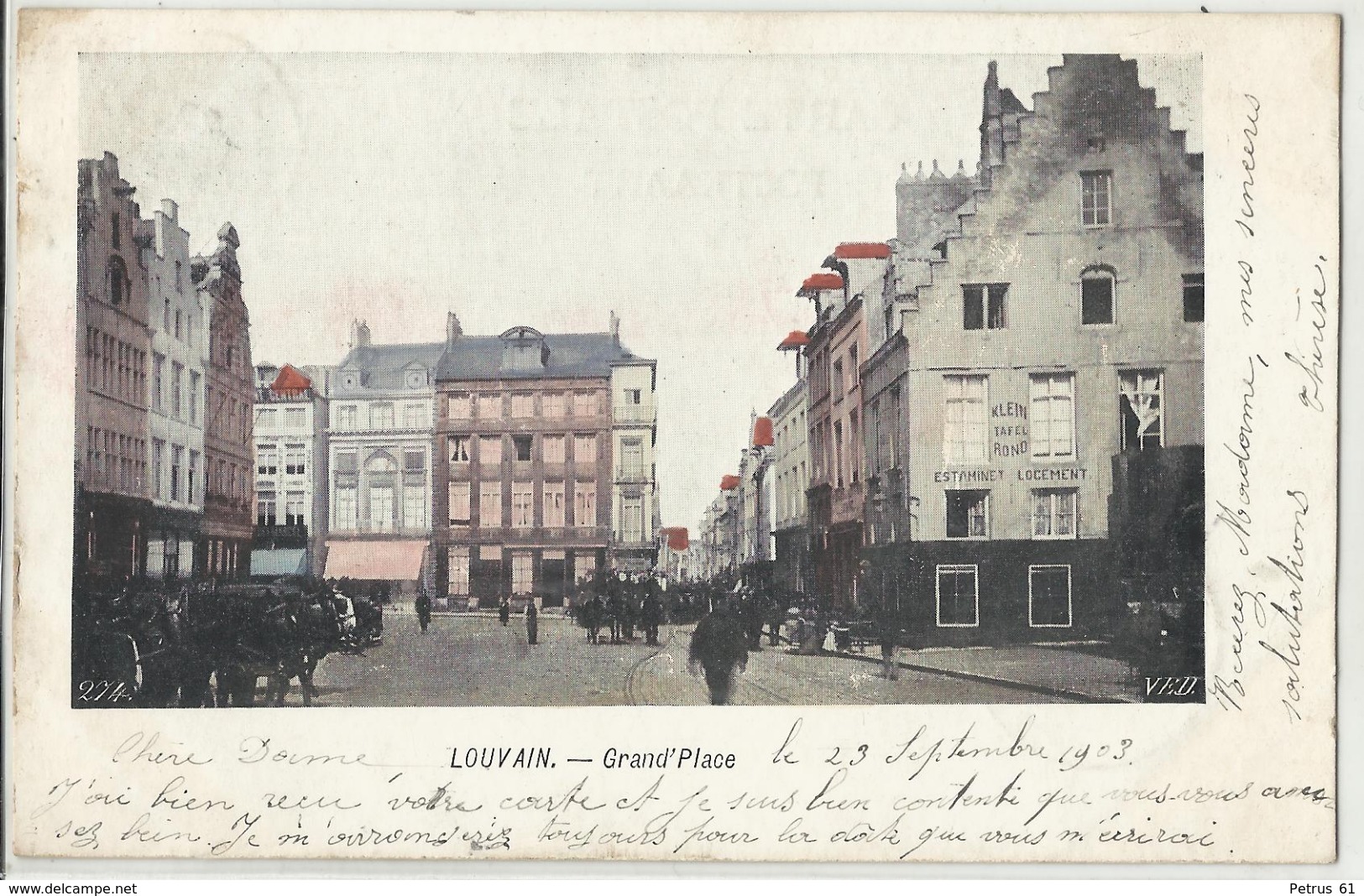 LOUVAIN - LEUVEN - Grand'Place 1903 (gekleurd) - Leuven