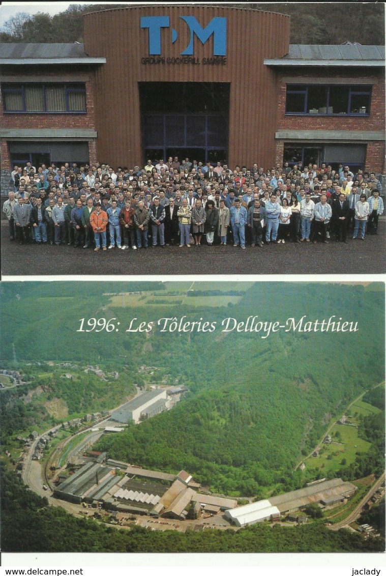 Marchin -- Les Tôleries Delloye - Matthieu   2 Cartes Centième Anniversaire 1896-1996 (2 Scans) - Marchin