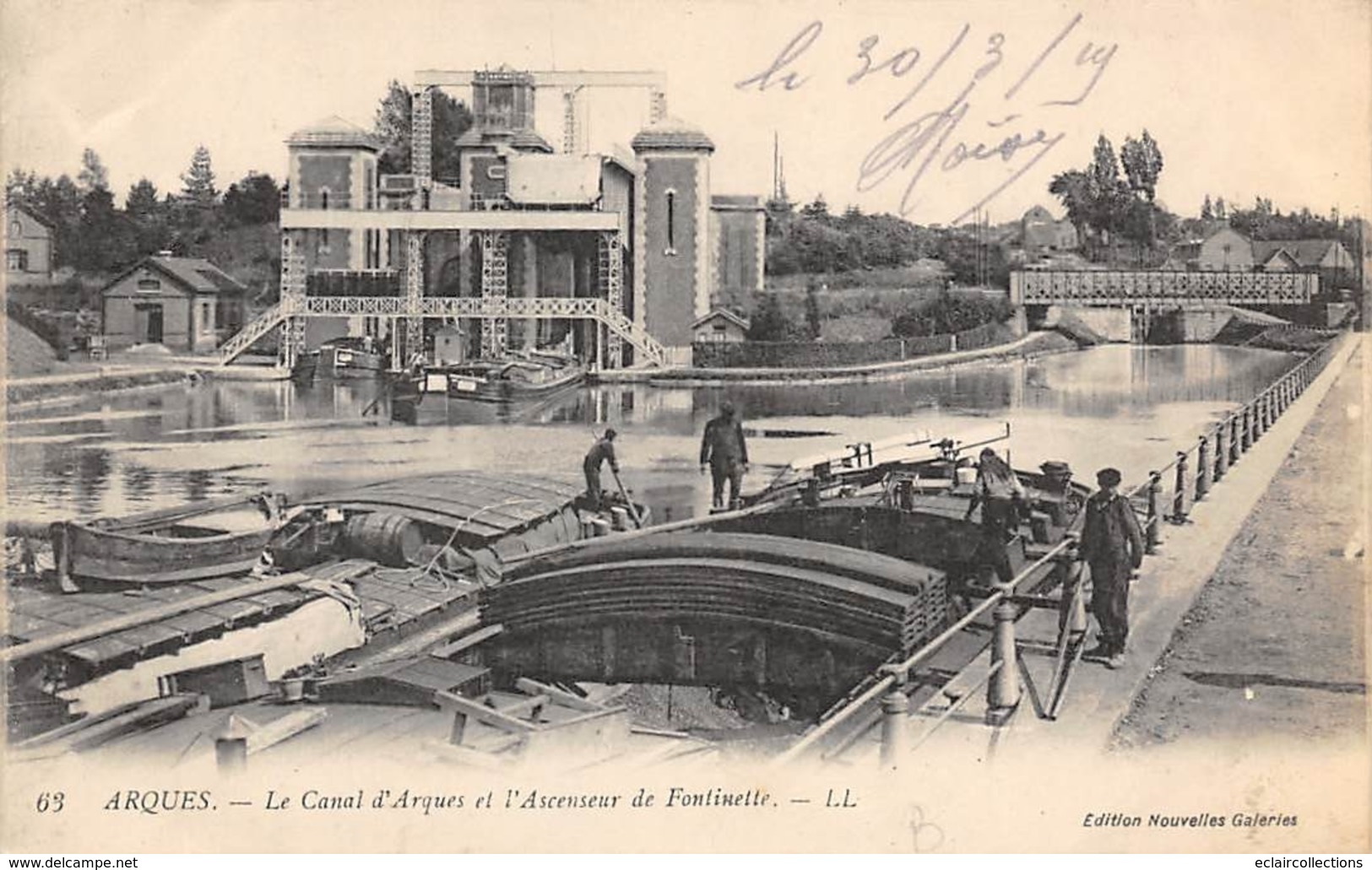 Thème    Navigation Fluviale .Péniche Écluse.Bac  62 Arques   Canal De Neufossé  L'ascenceur De Fontinette   (voir Scan) - Binnenschepen