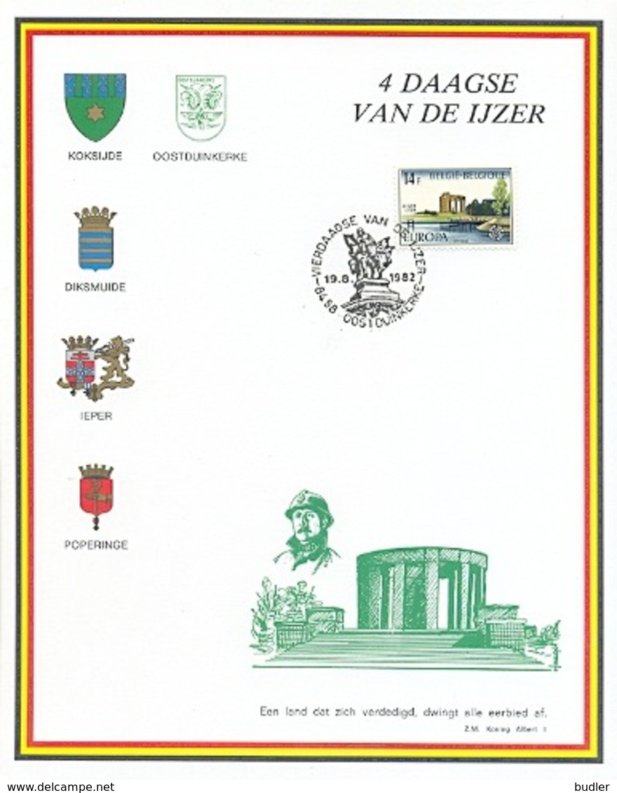 BELGIË/BELGIQUE :1983: Souvenir Card:##OOSTDUINKERKE – VIERDAAGSE Van De IJZER## : KOKSIJDE,DIKSMUIDE,IEPER,POPERINGE, - Cartes Souvenir – Emissions Communes [HK]