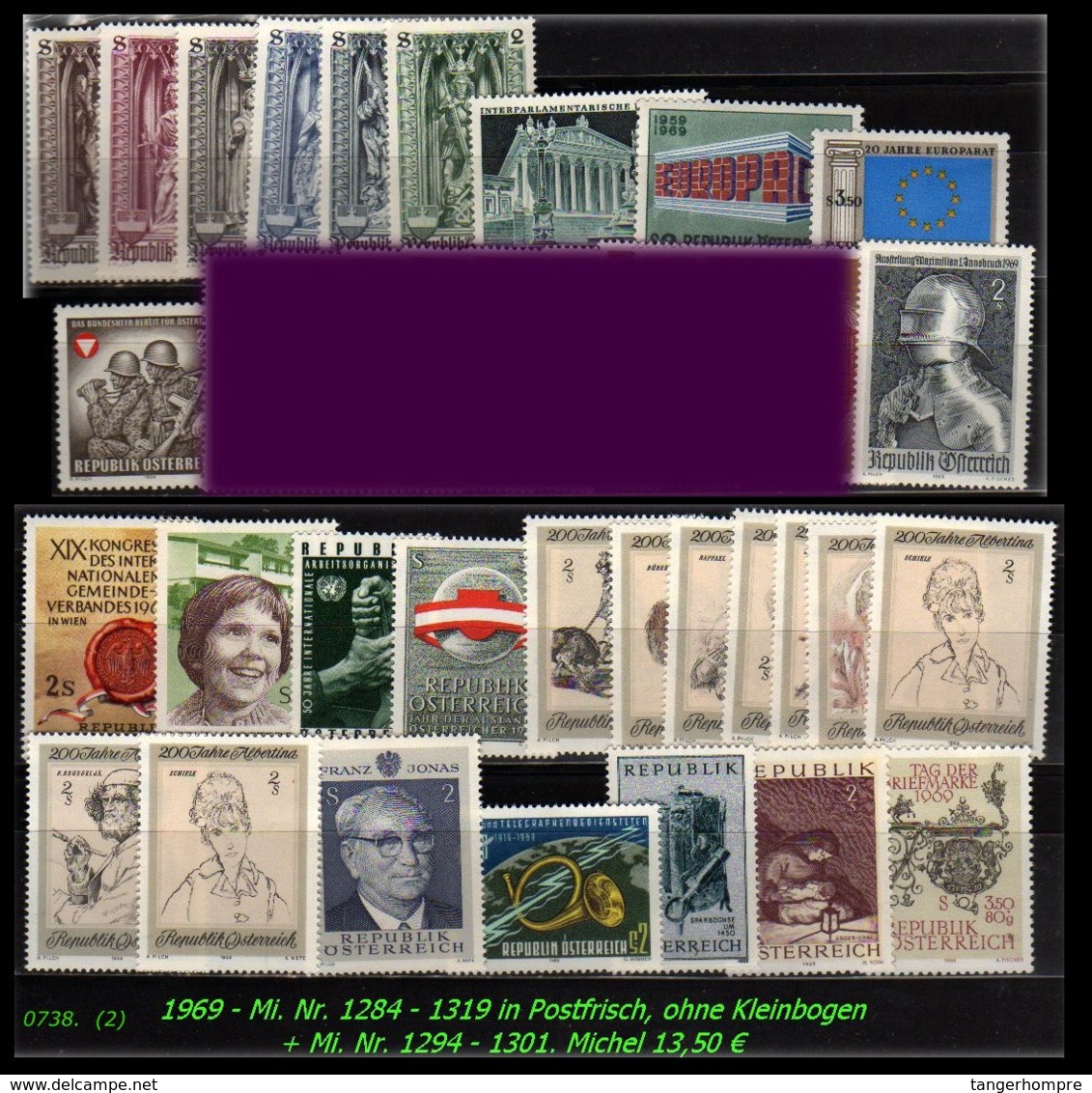 Österreich - Aus Mi. Nr. 1284 - 1319 -  Postfrischer Jahrgang 1969 - Ohne Kleinbogen+1294-01 - Briefe U. Dokumente