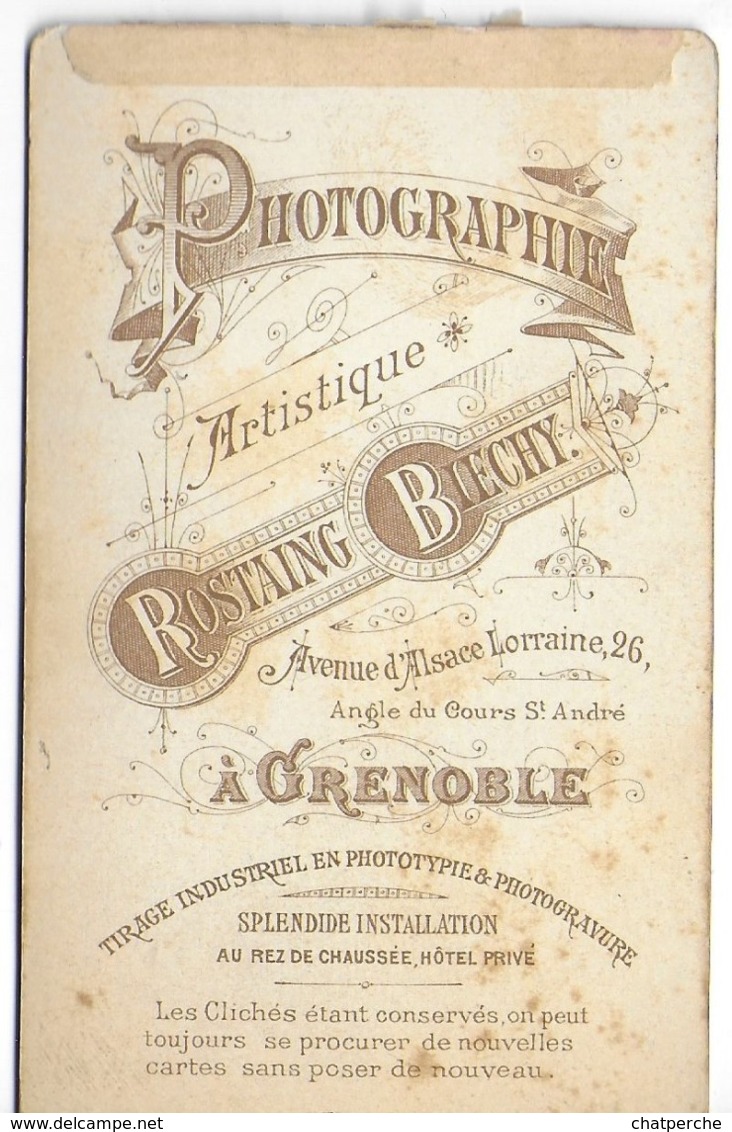 CDV PHOTO PHOTOGRAPHIE JEUNE-HOMME EN PIEDS PHOTOGRAPHE ROSTAING BIECHY GRENOBLE 38 ISÈRE - Anonieme Personen