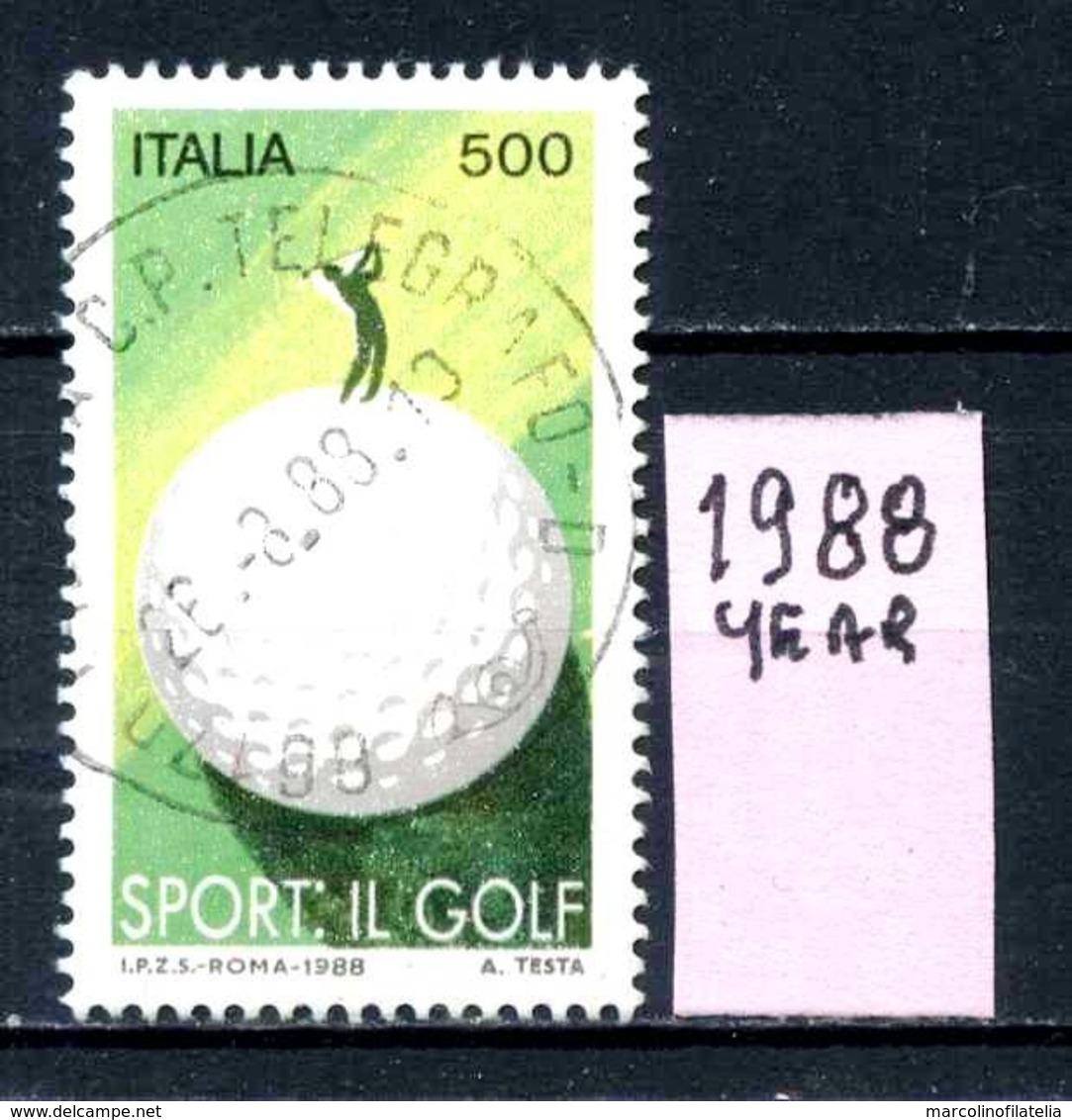 ITALIA  REPUBBLICA - Year 1988 - IL GOLF  - Usati Used Utilisè Gestempelt Viaggiati Gereist.. - 1981-90: Usati