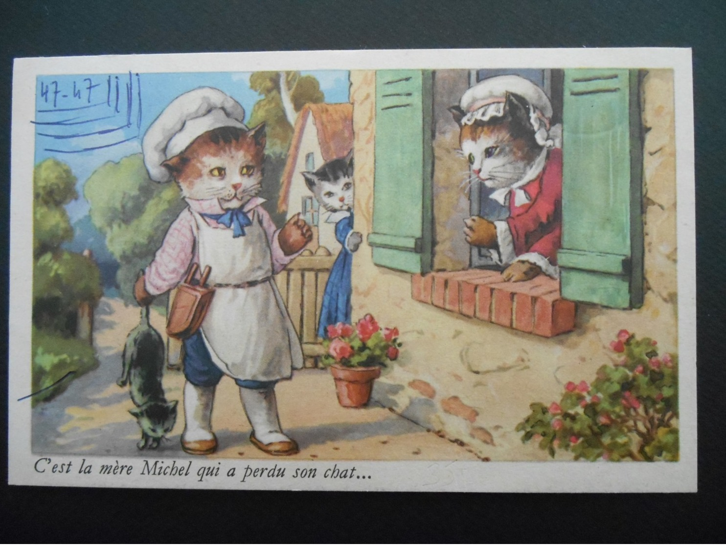 Chats Habillés Illustrant Comptine "C'est La Mère Michel Qui A Perdu Son Chat..." - Cats