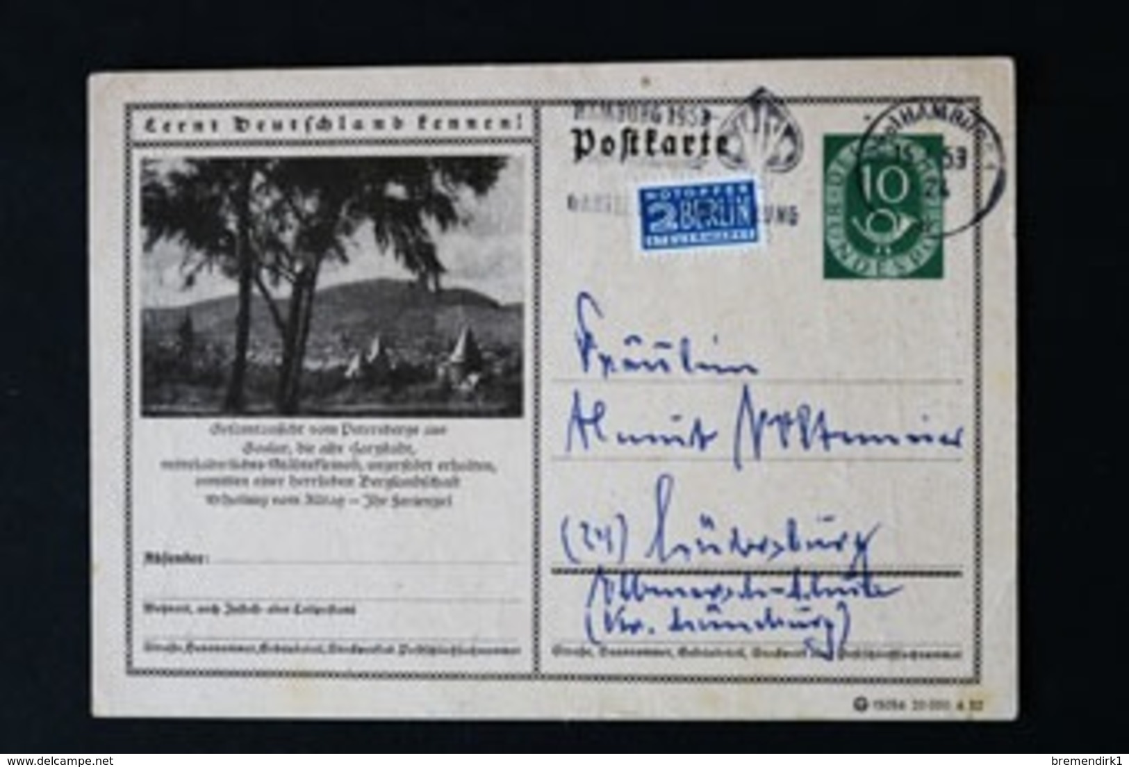 40887) BUND Ganzsache P 16 I Gestempelt Aus 1952 - Storia Postale