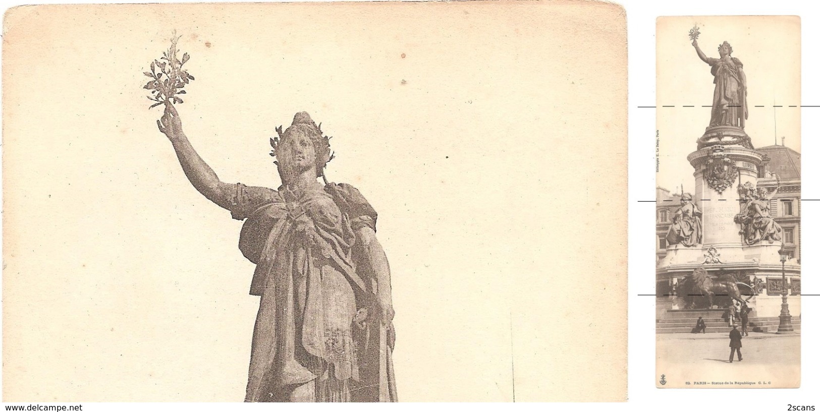 GRAND FORMAT (10,9 X 27,9 Cm) - Dépt 75 - PARIS - Statue De La République - C.L.C. N° 82 - Héliotypie E. Le Deley, Paris - Statues