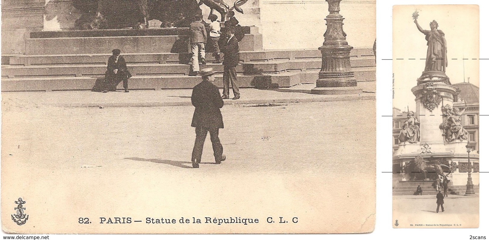 GRAND FORMAT (10,9 X 27,9 Cm) - Dépt 75 - PARIS - Statue De La République - C.L.C. N° 82 - Héliotypie E. Le Deley, Paris - Statues