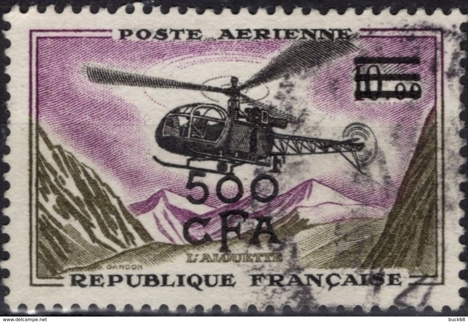 REUNION CFA Poste Aérienne 57 (o) Cote 15 € Hélicoptère Hubschrauber Helicopter [GR] - Posta Aerea