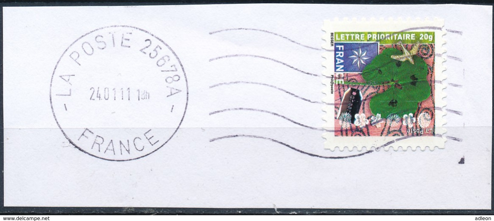 France - Meilleurs Voeux 2010 YT A500 Obl. Ondulations Et Dateur Sur Fragment - Used Stamps