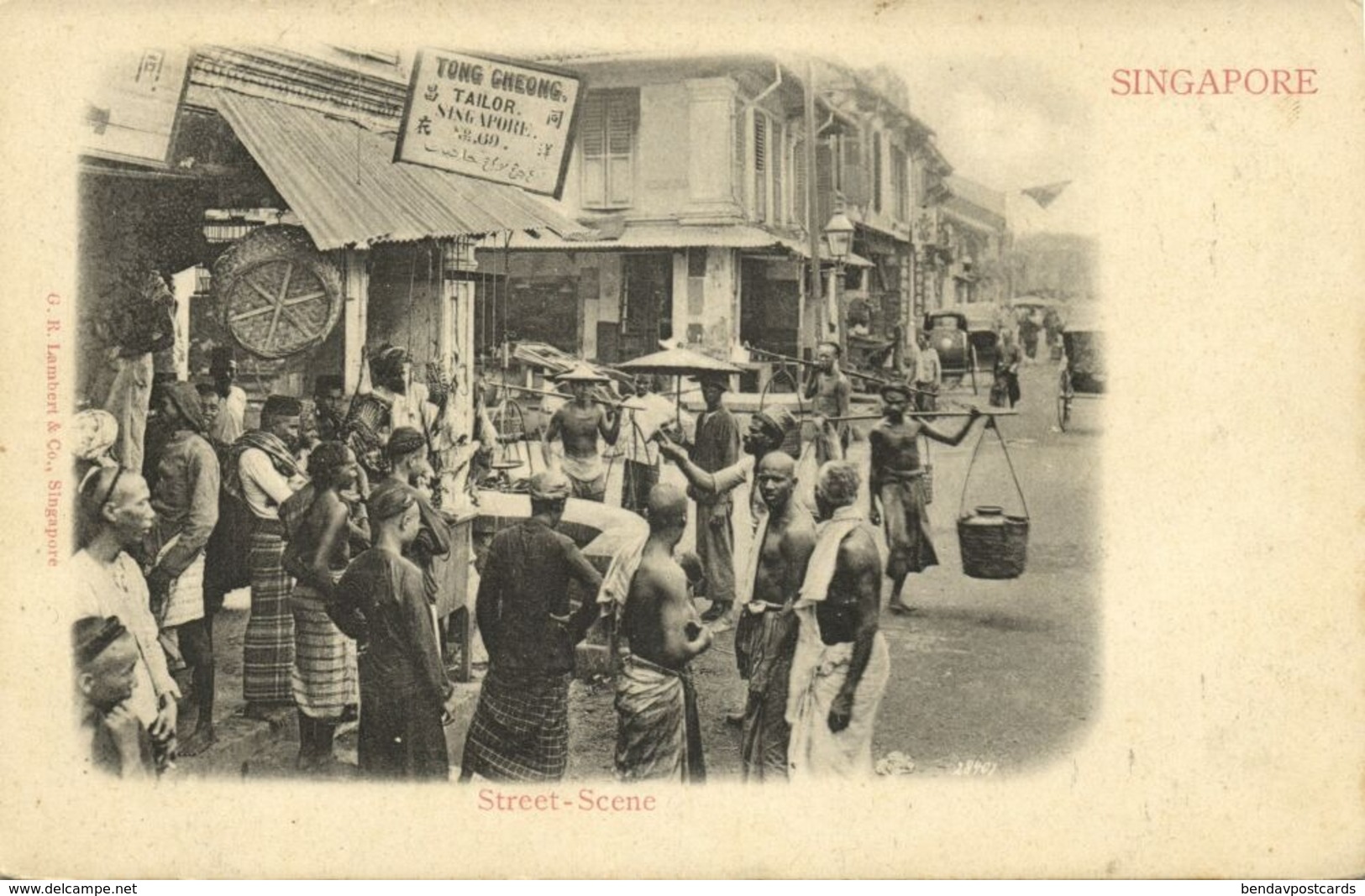 Straits Settlements, SINGAPORE, Street Scene, Tong Gheong Tailor (1899) Postcard - Singapour
