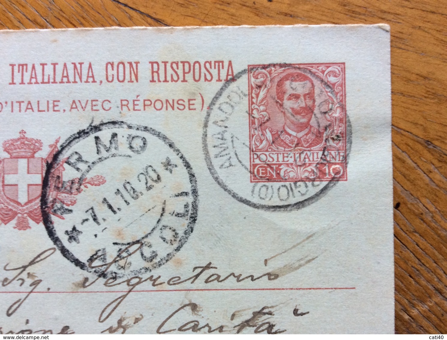 AMBULANTE AMANDOLA-PORTOS.GIORGIO (D) 7/1/16  SU CARTOLINA POSTALE C.R.P. 10 C. (C 32) PER FERMO - Storia Postale