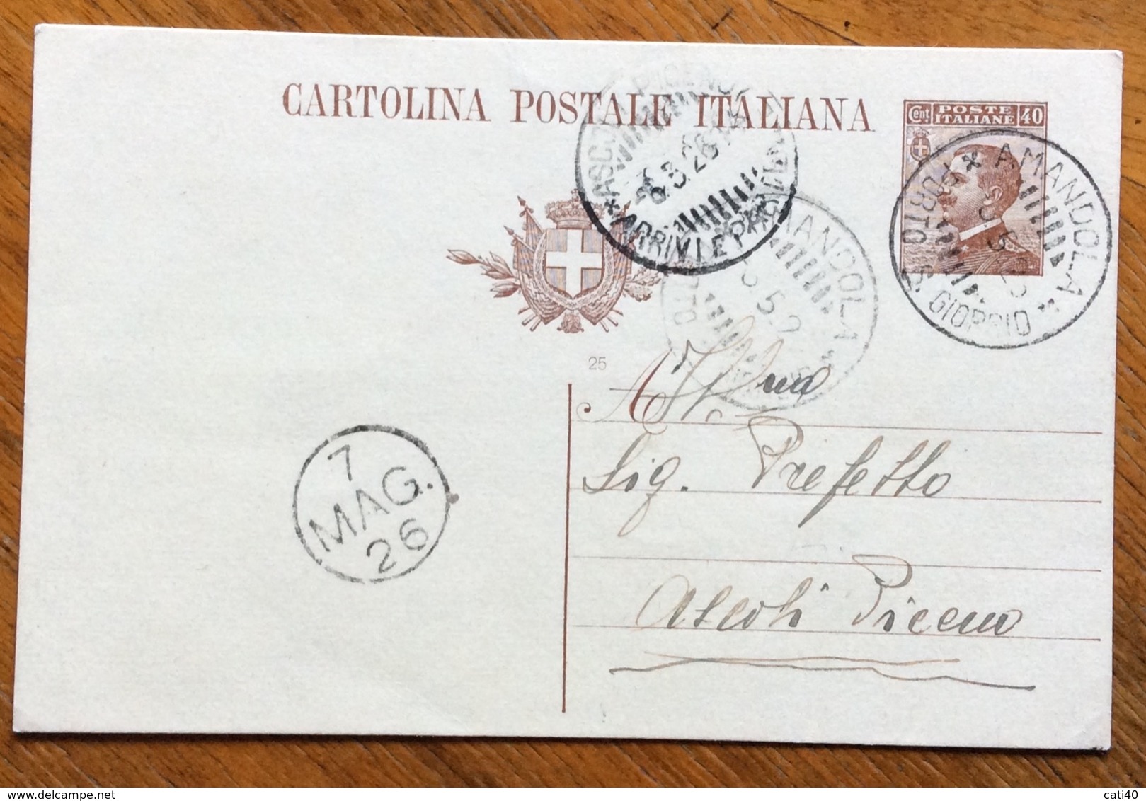 AMBULANTE AMANDOLA-PORTO S.GIORGIO 6/5/26  SU CARTOLINA POSTALE  DA FALERONE AD ASCOLI PICENO - Storia Postale