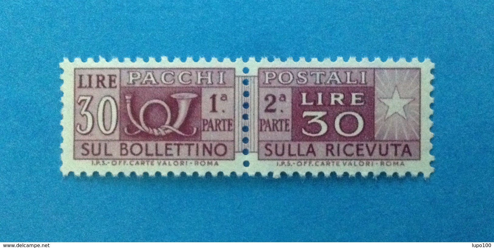 1973 ITALIA FRANCOBOLLO NUOVO STAMP NEW  MNH** SERVIZI PACCHI POSTALI 30 LIRE FILIGR STELLE CON DICITURA IN BASSO I.P.S. - Pacchi Postali