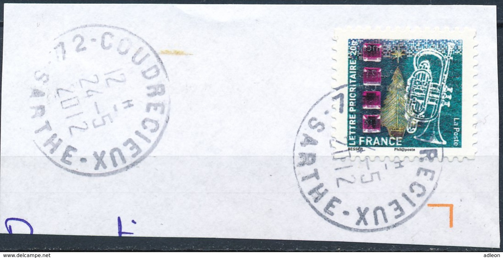 France - Meilleurs Voeux 2010 YT A505 Obl. Cachet Rond Manuel Sur Fragment - Oblitérés