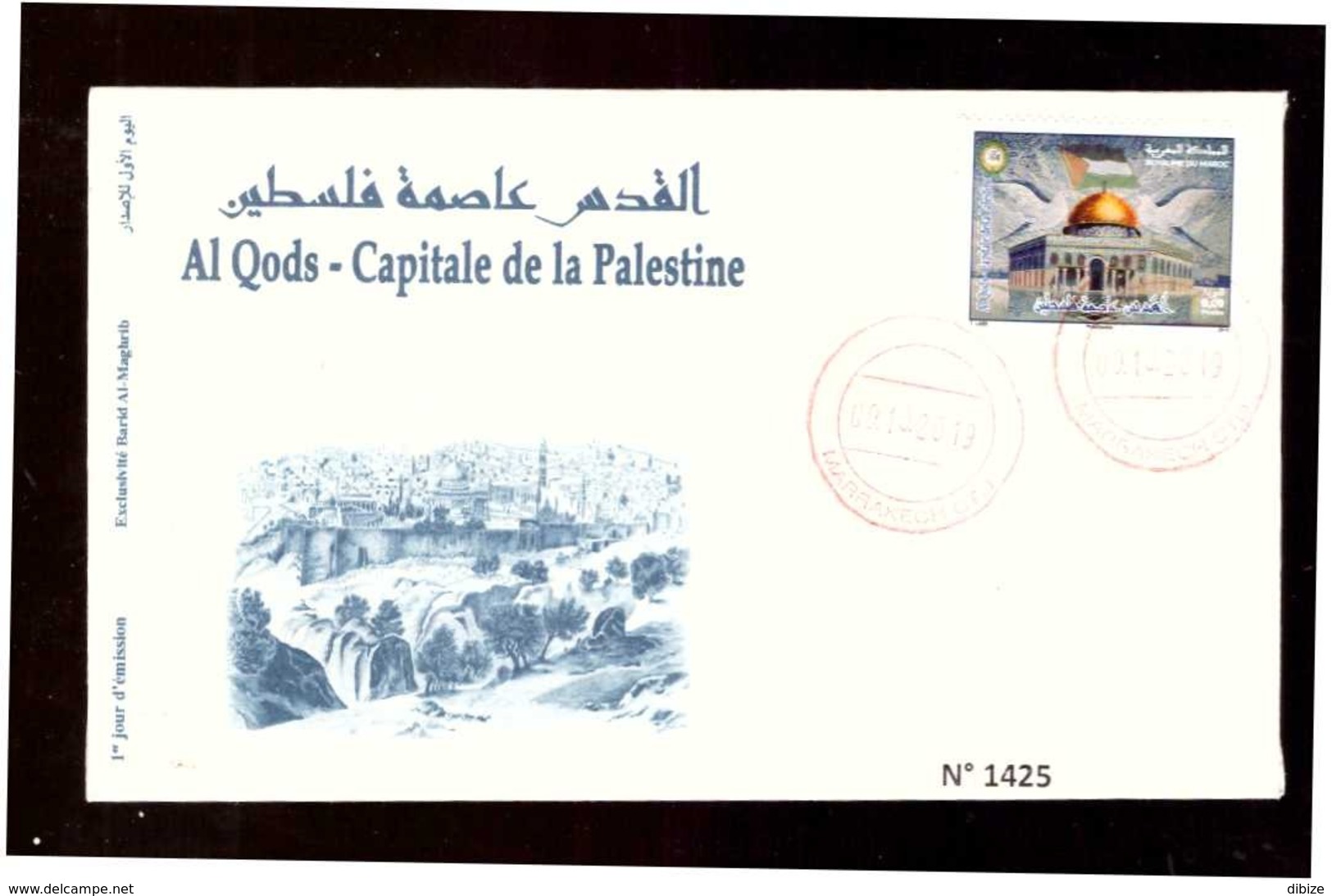 Maroc. FDC Avec Timbre 2019. Al Qods - Capitale De La Palestine. Cachet De Marrakech. - Marruecos (1956-...)