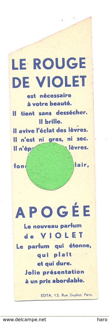 Marque-pages - LE ROUGE Violet - Rouge à Lèvres Et Parfum - +/- 1930  (b260/4) - Marcapáginas