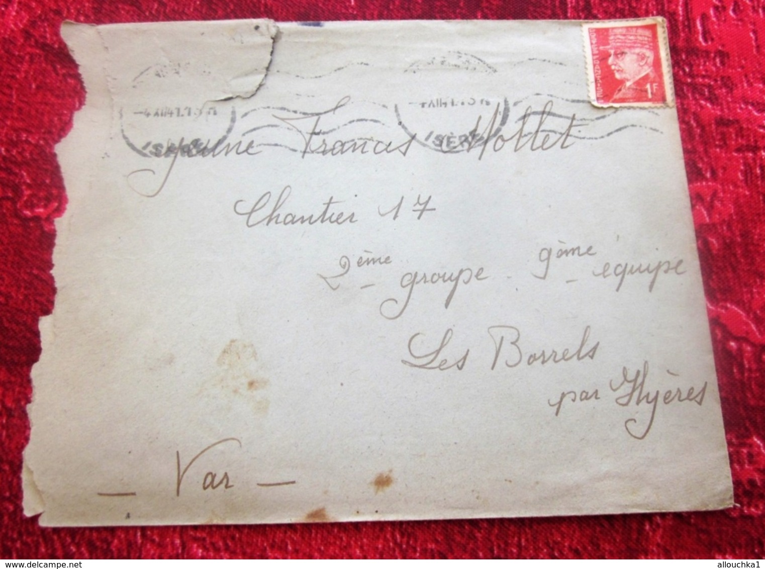 WW2-Lettre CHANTIER JEUNESSE 13 Groupe 4-Equipe -Les Borrels HYÈRES Var Guerre 1939-45 Pétain Régime De Vichy - Guerre De 1939-45