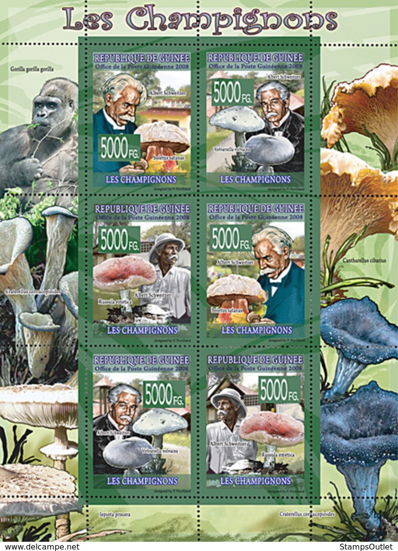 Guinea 2008 MNH - FAUNA- Mushrooms. YT 3405-3410, Mi 5453-5458 - Guinea (1958-...)