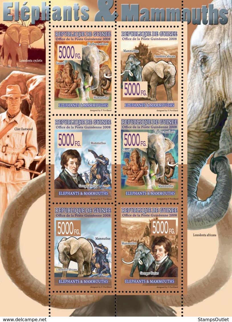 Guinea 2008 MNH - FAUNA- Elephants & Mammoths. YT 3495-3500, Mi 5525-5530 - Guinea (1958-...)