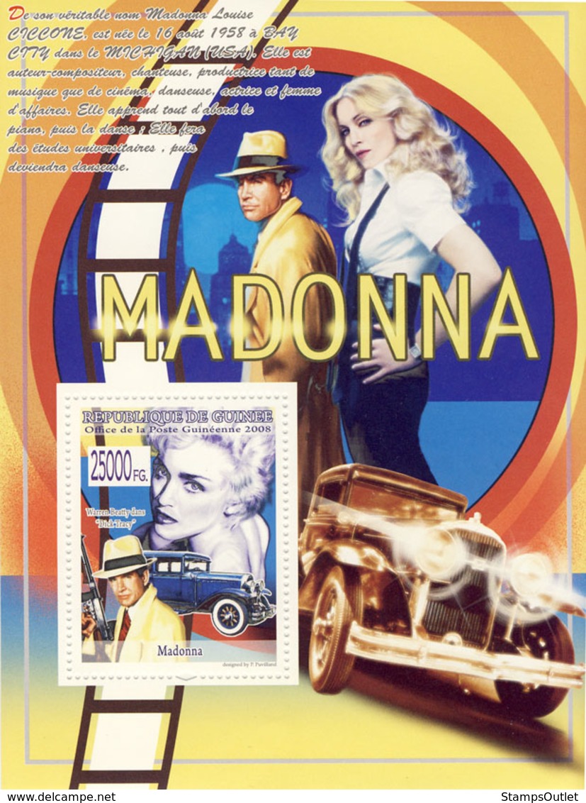 Guinea 2008 MNH -CELEBRITIES- Madonna, Cars. YT 891, Mi 5655/BL1553 - Guinea (1958-...)