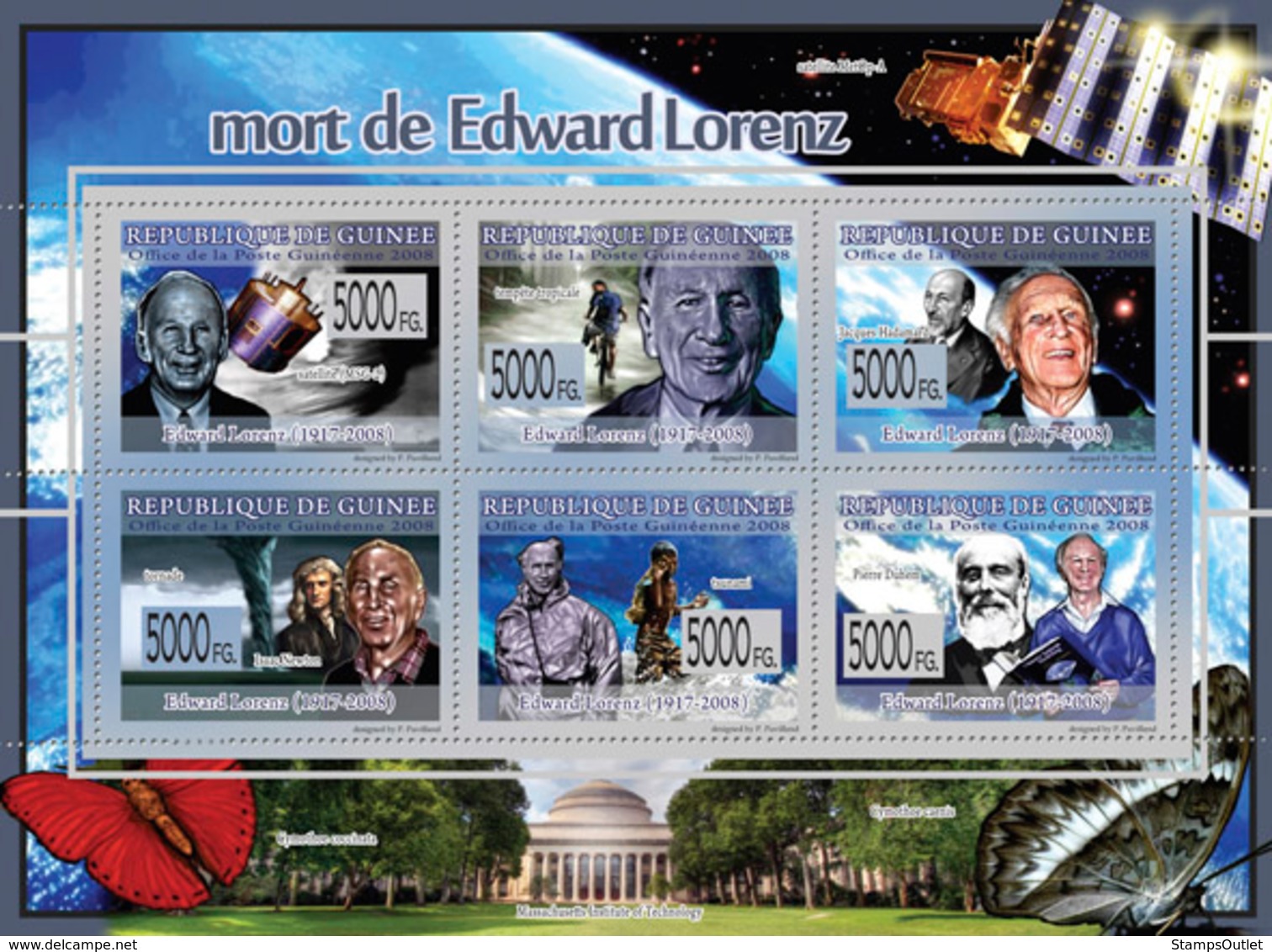 Guinea 2008 MNH - Transport - Death Of Edward Lorenz (1917-2008). YT 3732-3737, Mi 5880-5885 - Guinea (1958-...)