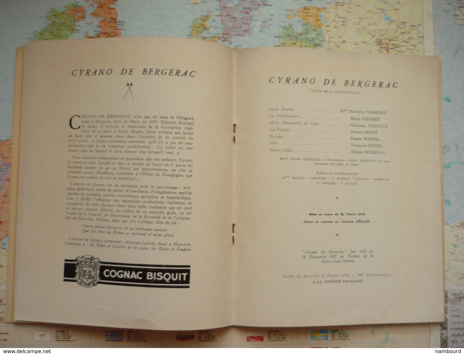 Cyrano de Bergerac soirée du mercredi 13 février 1952 à la Comédie Française