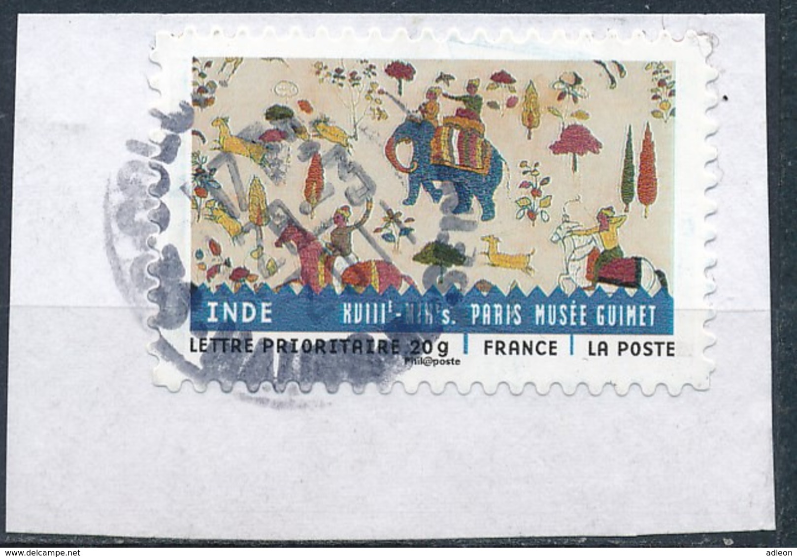 France - Tissus Du Monde - Inde YT A518 Obl. Cachet Rond Manuel Sur Fragment - Oblitérés