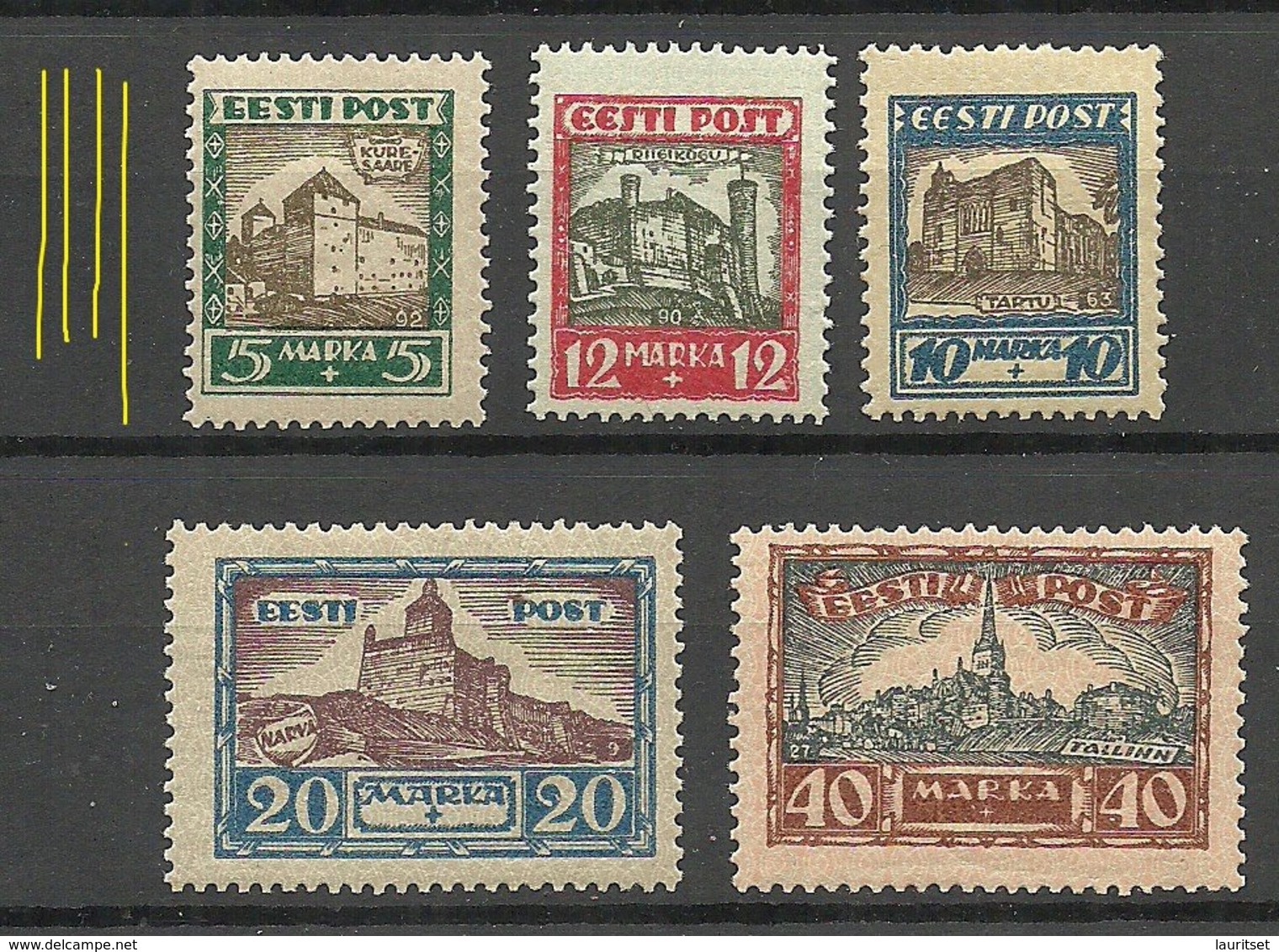 Estonia Estland Estonie 1927 Michel 63 - 67 Vertical WM * - Estonia