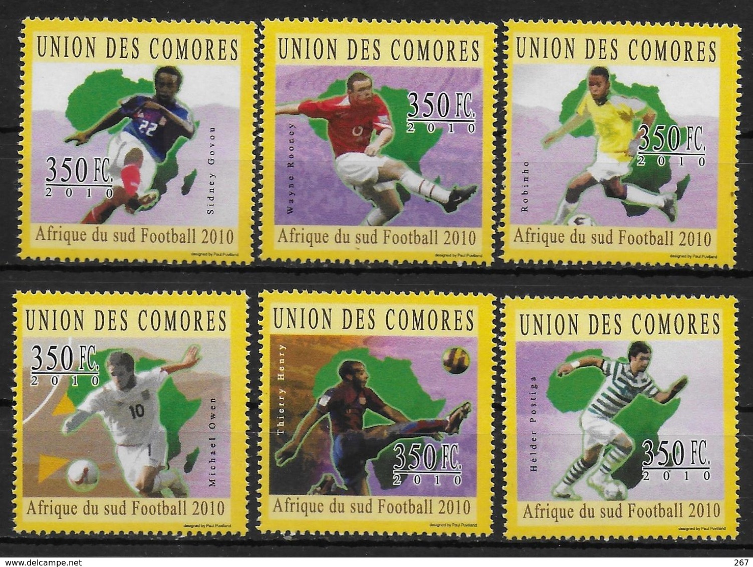 COMORES  N° 2029/34  * * ( Cote 15e ) Cup 2010 Football Soccer Fussball - 2010 – South Africa