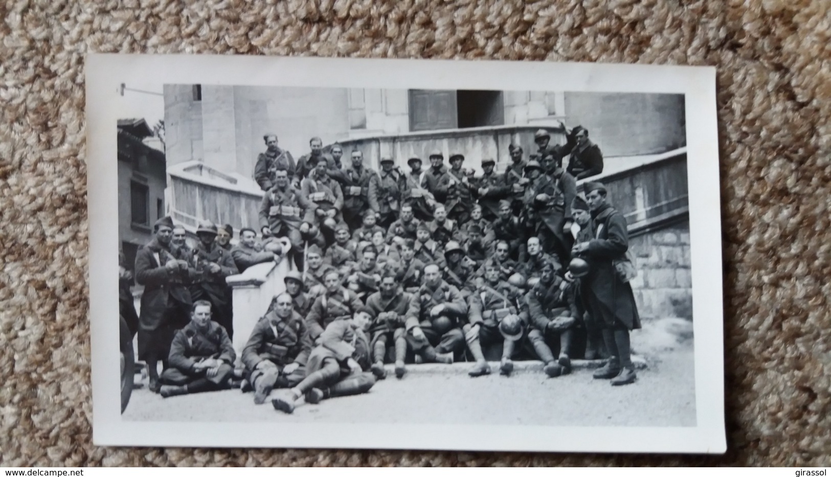 PHOTO SOUVENIR DE NOTRE FILS GEORGES SUREAU DE LA GUERRE 1939 1940 SOLDAT MILITAIRE GROUPE FORMAT 11.5 PAR 7 CM - Guerre, Militaire