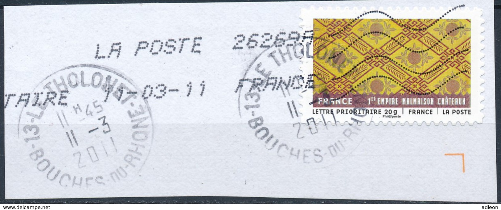 France - Tissus Du Monde - 1er Empire YT A523 Obl. Cachet Rond Manuel Et Empreinte Toshiba Sur Fragment - Usati
