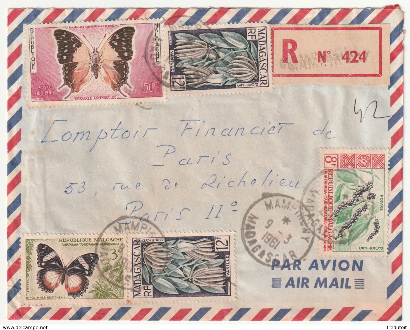 MADAGASCAR - LETTRE Recommandée : MAMPIKONY Le 09/03/1961 - Madagascar (1960-...)