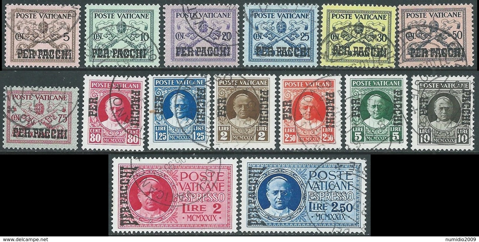 1931 VATICANO USATO PACCHI POSTALI 15 VALORI - RB15-4 - Paketmarken