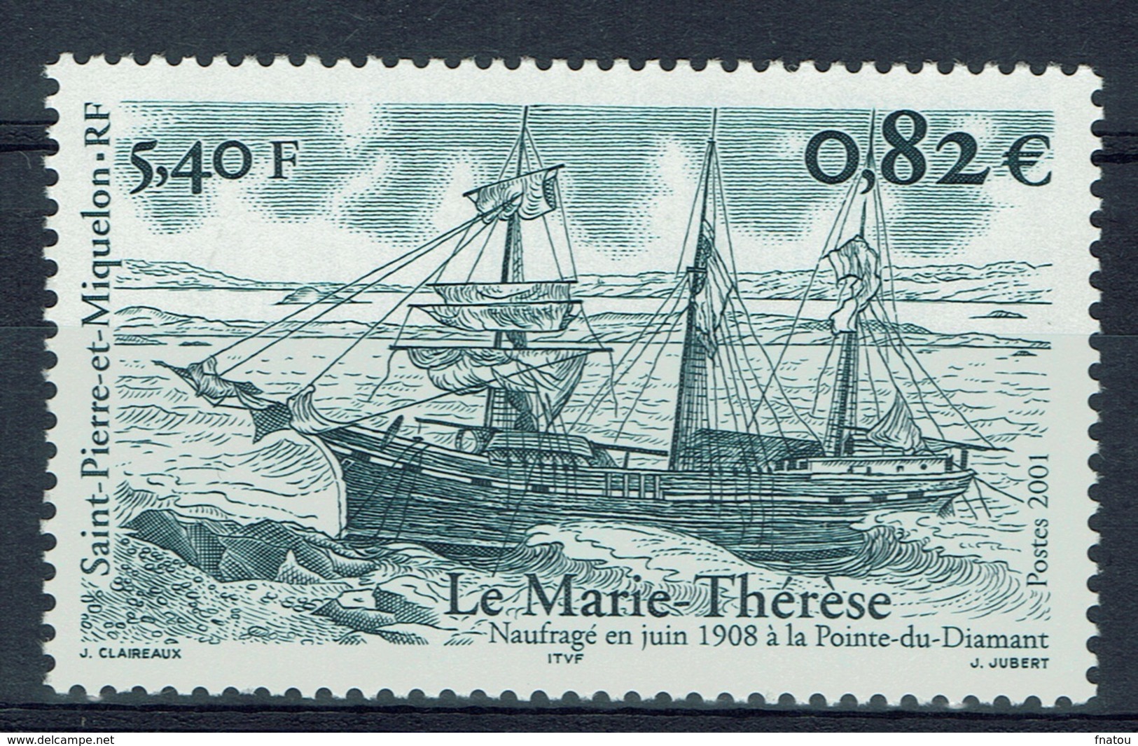 Saint Pierre And Miquelon, Wreck, "Marie-Thérèse", 2001, MNH VF - Nuovi