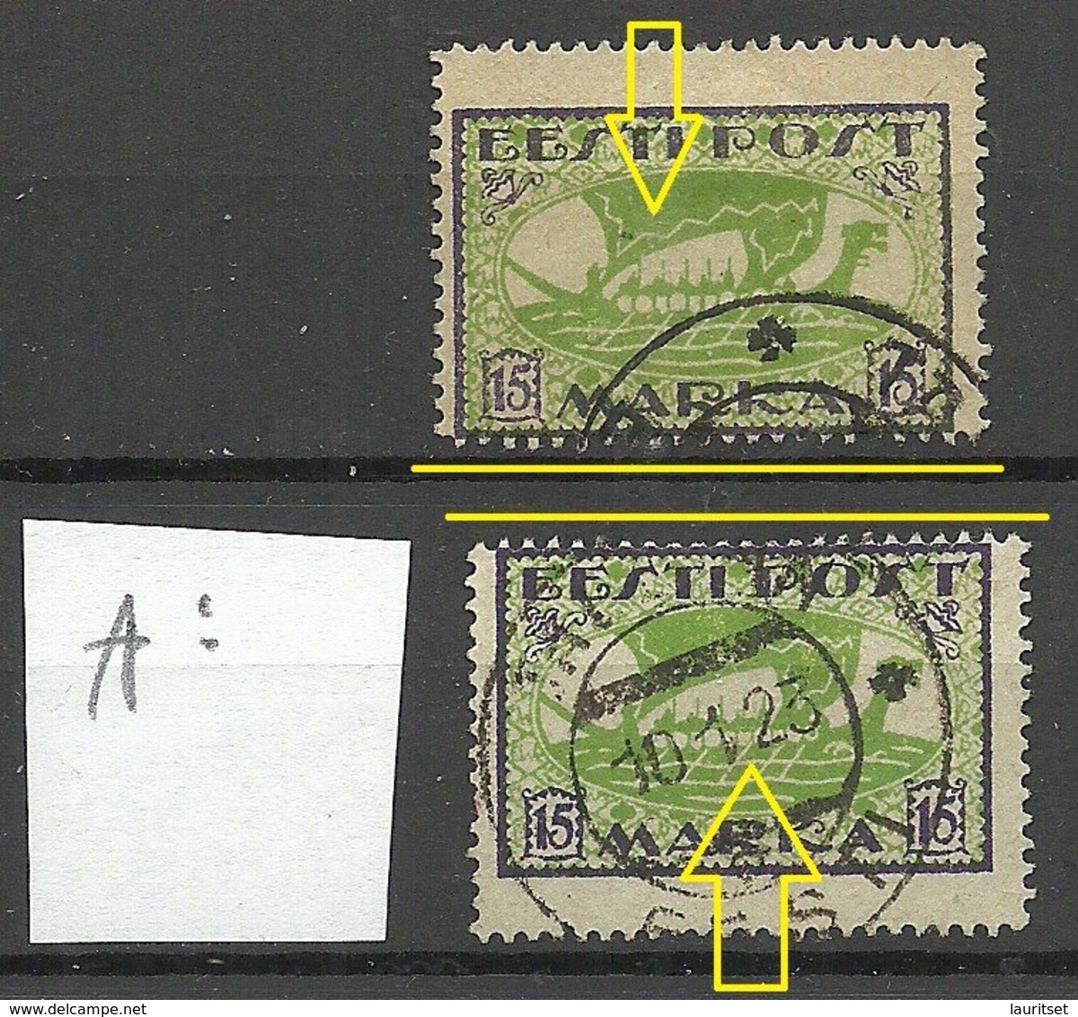 ESTLAND Estonia 1922 Wiking Ship Michel 23 A + Perforation Error Variety O - Estonia