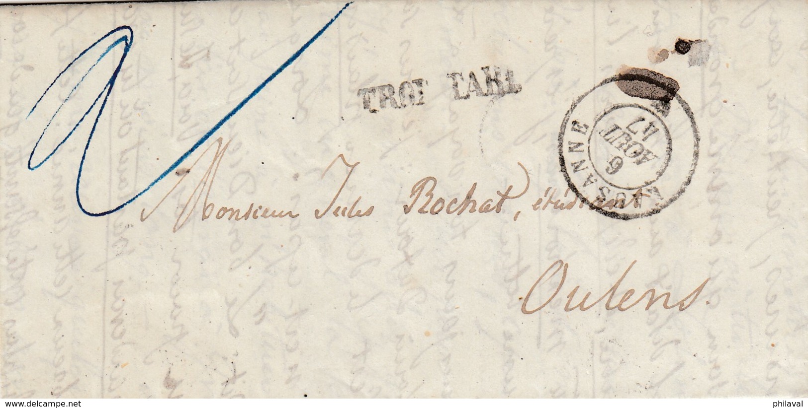 Petite Lettre 12 X 6 Cms, Oblitérée Lausanne Le 6 Août 47, à Destination D'Oulens ( Cachet D' Echallens ) - ...-1845 Prephilately