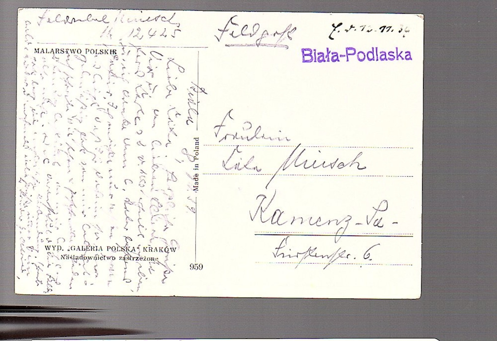 Feldpost Biała-Podlaska Marastwo Polskie  > Kamenz (359) - Other & Unclassified