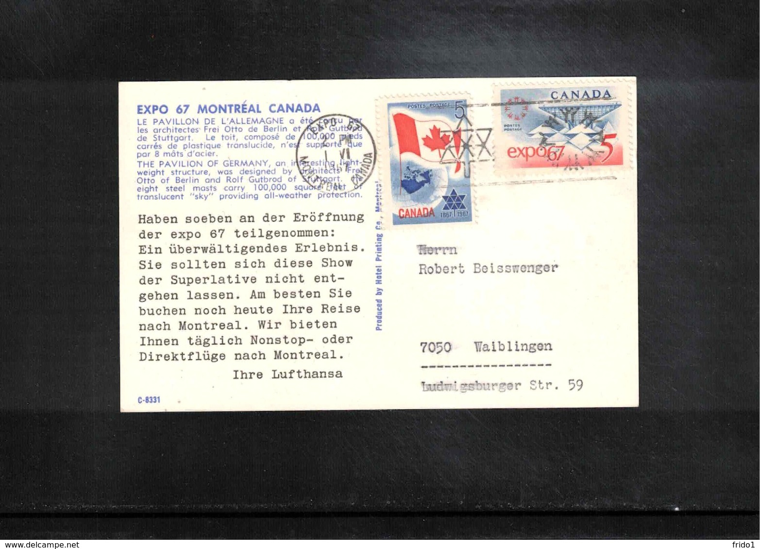 Canada 1967 EXPO Montreal Nteresting Postcard - 1967 – Montréal (Canada)