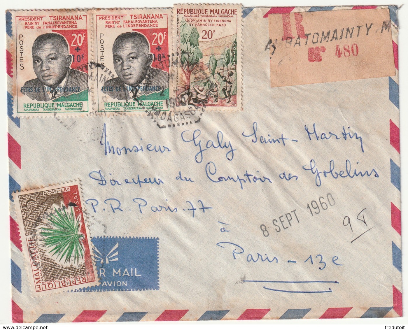 MADAGASCAR - LETTRE Recommandée : AMBATOMAINTY Le 02/09/1960 - Madagascar (1960-...)
